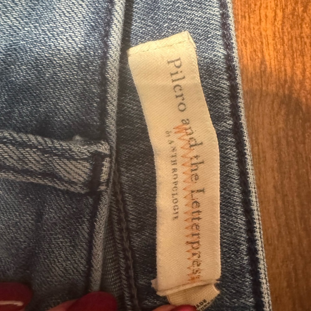 Pilcro and the Letterpress Button-Accent Blue Flare Jeans - Picture 7 of 11
